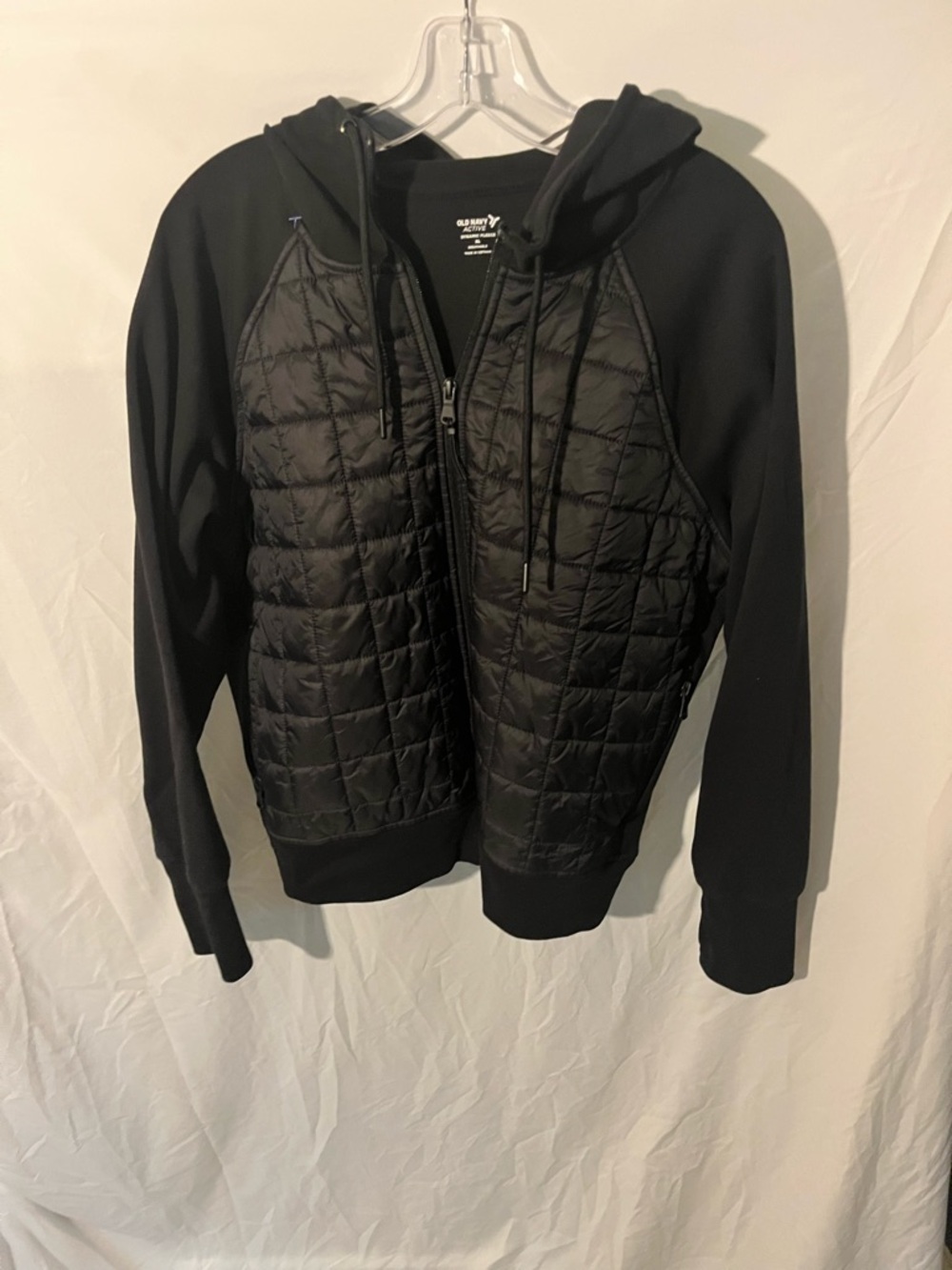 Old Navy Black Quilted Front Hooded Performance Jacket